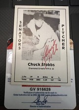 Autographed 1979 Diamond Greats Baseball Card Washington Senators Chuck Stobbs