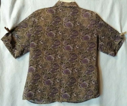 Notations Women's Sz 6 2 Pc Skirt Suit Poly Chiffon Purple Olive Ecru Floral New - Picture 3 of 6