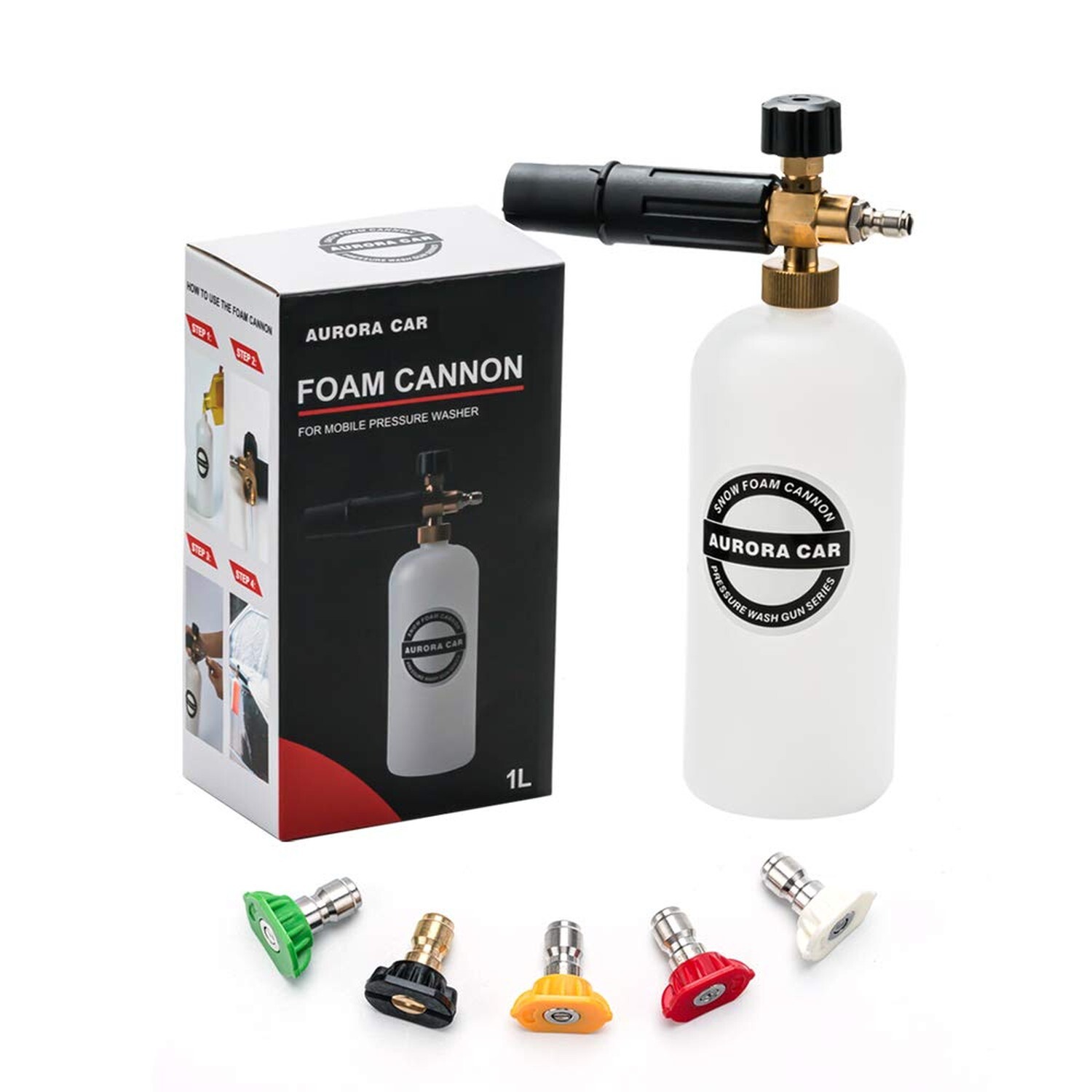 Foam Cannon with 1/4 Inch Quick Connector, 1 L Bottle Snow Foam Lance with 5 ...