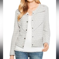 Nic+zoe Prismatic Womens Linen Blend Marled Jacket Cutout Detail Size L New
