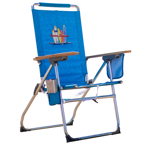 Hi-Boy Beach Chair 7-Position Recline w/ Cup Holder & Strap 17.5" Seat Height