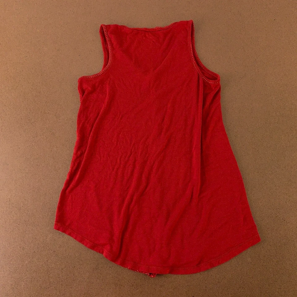 Camiseta sin mangas Maurices para mujer talla XS rojo oscuro estampado tostado cuello en V 24/7 Foto 3 de 4