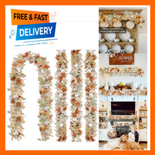 Fall Garland for Mantle Fireplace 48ft Outdoor Autumn Leaves Decor for Porch