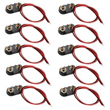 10pcs DC 9V Battery Clip I-Type Buckle Connector Lead Wire 15cm Long