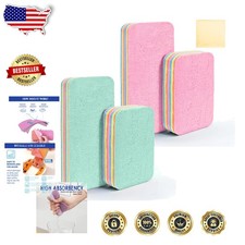 4pk Microfiber Sponges: 12-Layer Peelable, Ultra Absorbent, Streak-Free Cleaning