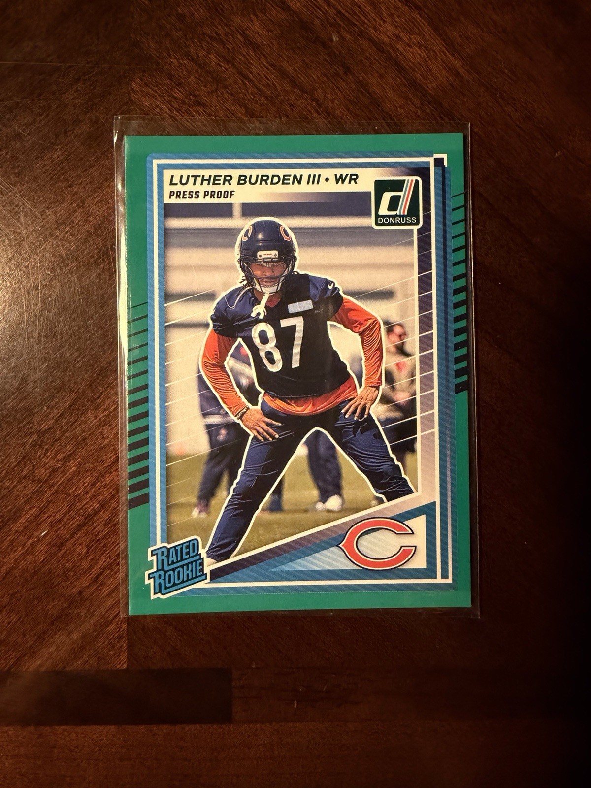 2025 Donruss Luther Burden III Rated Rookie Green Press Proof #395 Chicago Bears