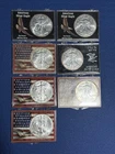 Lot of 7 American Silver Eagles 1 oz .999 Fine Silver 2002 2014 2015 BU