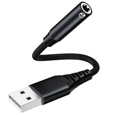 USB to 3.5mm Audio Adapter - External Sound Card for PC, Laptop, PS4