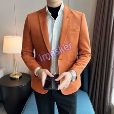 Fashion Suit Coat Men's Slim Fit Deerskin Velvet Luxury Blazer Coat Business