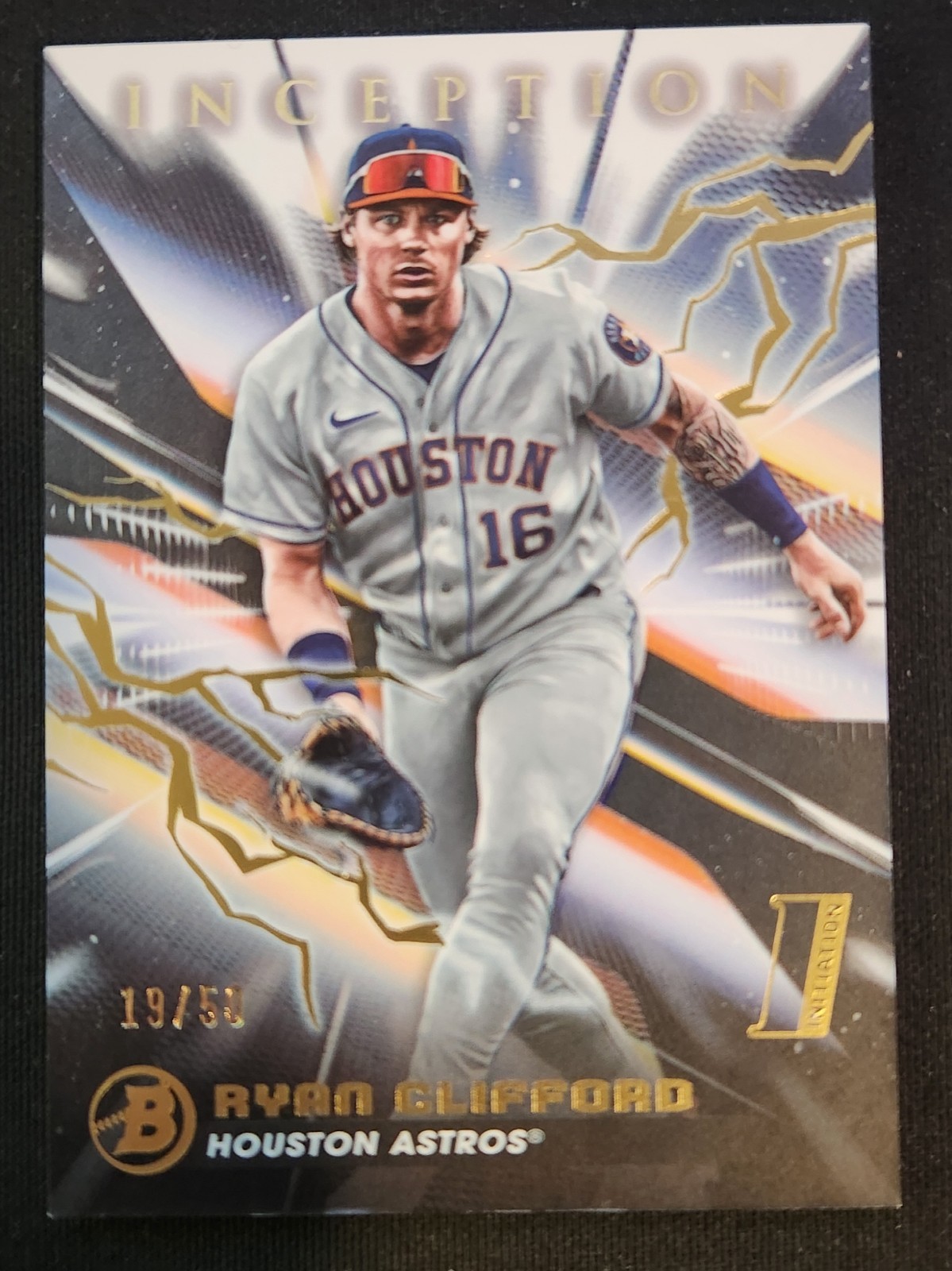 Ryan Clifford 2023 Bowman Inception Baseball Gold Lightning /50 Astros