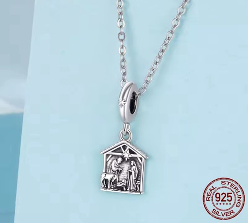 Nativity Dangle Charm Christmas Jesus Religious Genuine 925 Sterling Silver π - Picture 10 of 11