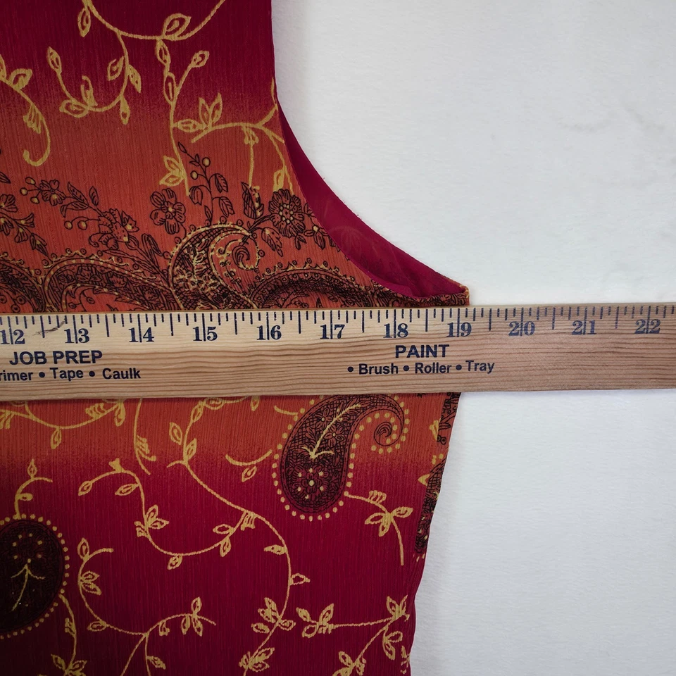 Maxi Vestido Style Co Para Mujer 8 Rojo Naranja Paisley Seda Gauzy Boho Festival Y2K Foto 4 de 4