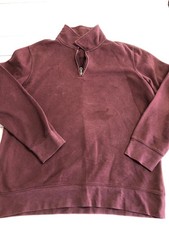Croft  Barrow Sweatshirt Mens Large Burgundy Quarter Zip Mock Neck Pullover