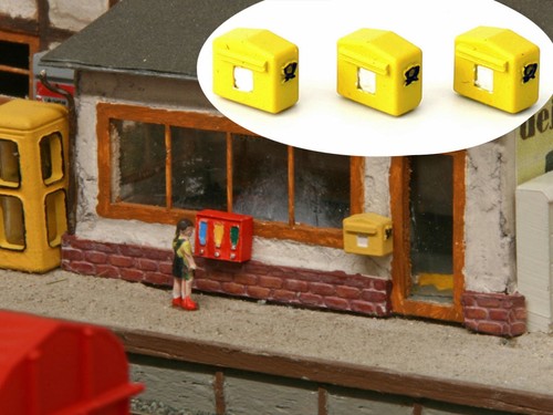 MU N-A50217 - Fertigmodell Briefkästen Deutsche Post klein 3x - Spur N - NEU