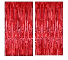 Generic, Colorfast FOIL Fringe Curtain Backdrop for Birthday, Celebration, Red
