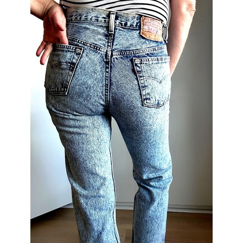 Vintage Levi's 501 Acid Wash Straight Leg Jeans Denim Button Fly Waist 28" USA - Picture 10 of 16