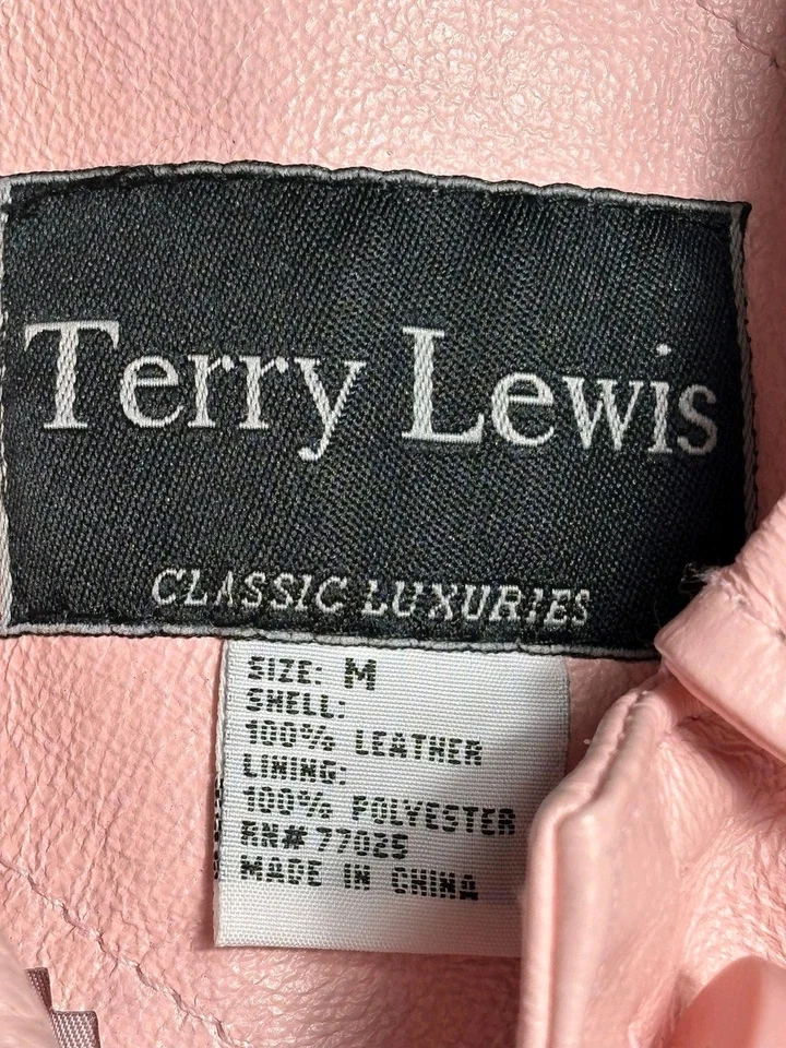 Terry Lewis Jacket Womens Size Medium Pink Leather Classic Luxuries Button Front - Image 3 of 4