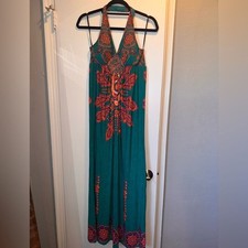 F21 Printed Halter Maxi Dress