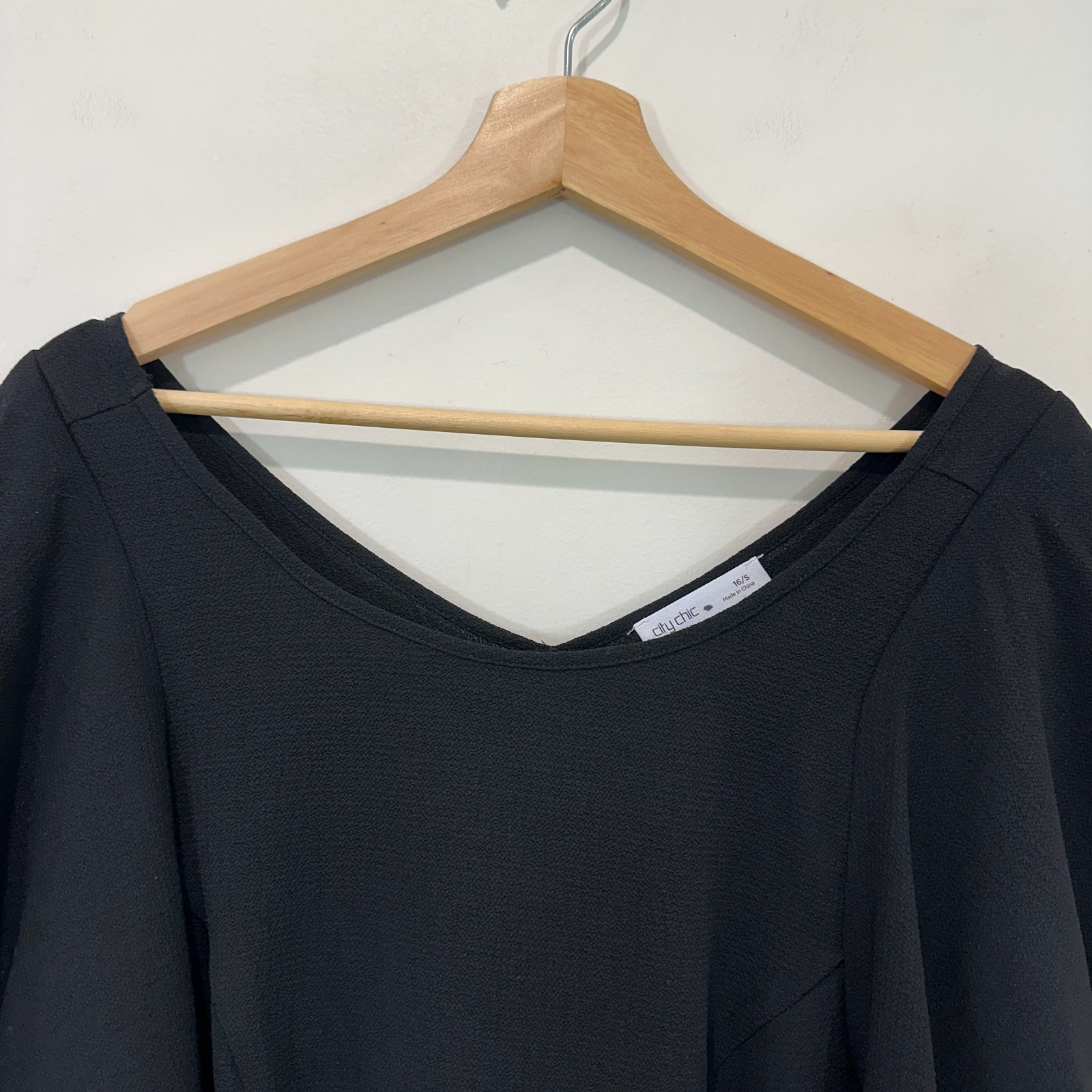 City Chic Top Women AU 16 (S) Black V Neck Casual image 7