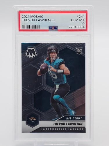 TREVOR LAWRENCE 2021 PANINI MOSAIC NFL DEBUT ROOKIE RC #241 PSA 10 B Q8094