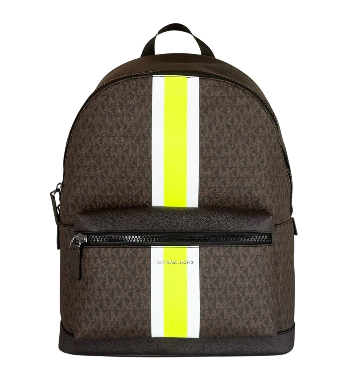 Michael Kors Men’s Two-Tone MK Logo Backpack - Dark Brown & Light Beige Michael Kors Rhea Zip Medium MK LOGO Brown Black Multi  main image 4