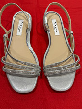 Nina Silver Strappy Rhinestone Glitter Ankle Strap Sandals Women s US 8 M