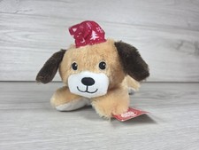 Christmas-Themed Plush Dog w Holiday Hat and Bow SU50