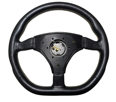 OZ Racing D-Shape Steering Wheel 350mm Black Leather Yellow Stitch