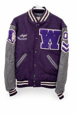 Vintage Varsity Letterman Jacket Wool Leather Woodhaven 