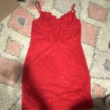 SHEIN Women’s Red Floral Lace Sleeveless Sleepwear Dress Adjustable Straps L
