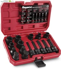 16-Piece Impact Brake Caliper Socket Set, 1/2" Square Drive Brake Adjusting Tool