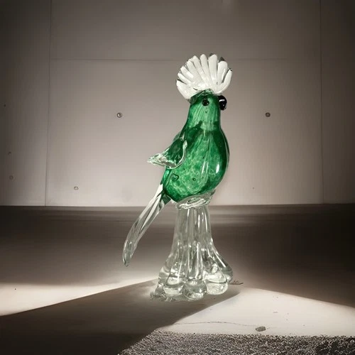 Vintage Murano Style Blown Glass Cockatoo Figurine - Beautifully Crafted