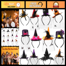 12 Pack Halloween Headbands - Witch, Spider, Skull Bat Hair Accessories