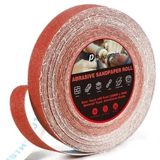 Emery Cloth Roll, 80 Grit Sandpaper Roll, 1" x 98 Feet Long Red Continuous Sa...