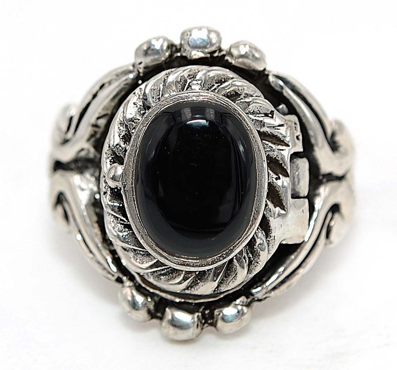 Heat Treated Black Onyx 925 Solid Sterling Silver Ring Sz 5 NF1-2