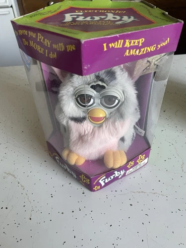 First Edition Original 1998 Furby 70-800 Tiger Leopard Grey Pink