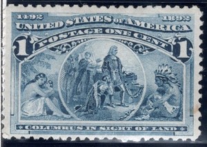 SC#230, 1893--1 Cent Columbian Comm., Blue, Mint, H