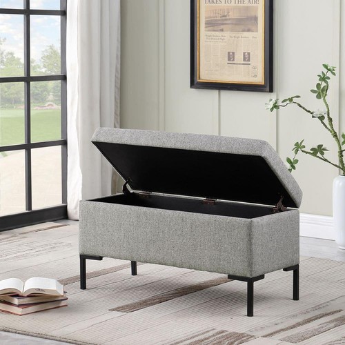 Homepop Medium Gray Woven Storage Bench with Metal Legs 17.5 in. H x 32 in. W x - Picture 11 of 11