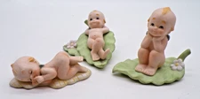 3 Vintage Lefton Kewpie Figurines Bisque Porcelain Set–Made in Japan–Adorable