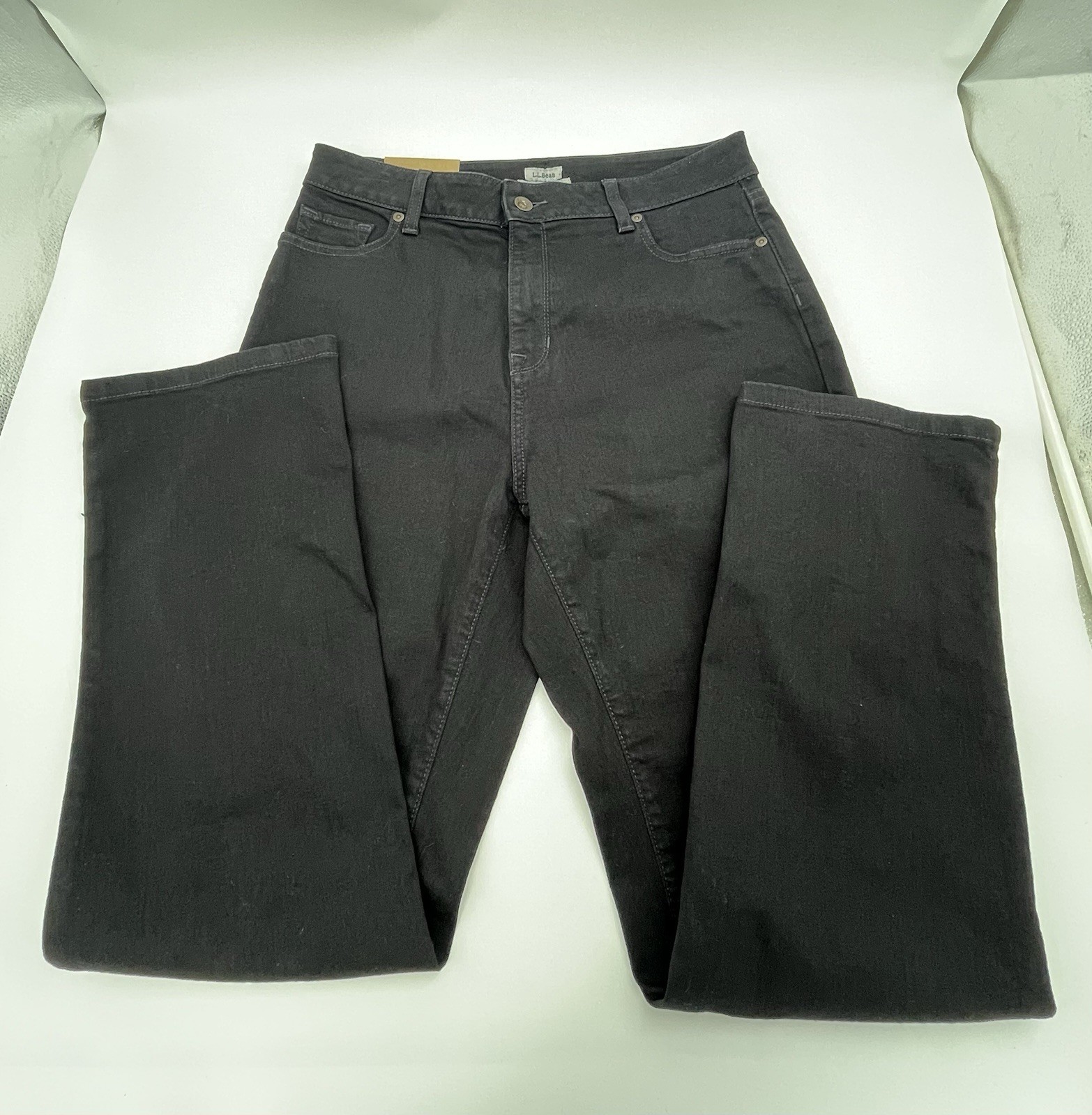 L.L. Bean Women's Classic Fit Straight Jeans Black Stretch Cotton Size 12 R
