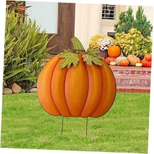 Glitzhome 37.5"H Fall Decorative Yard Signs with Stakes, Oversized Pumpkin