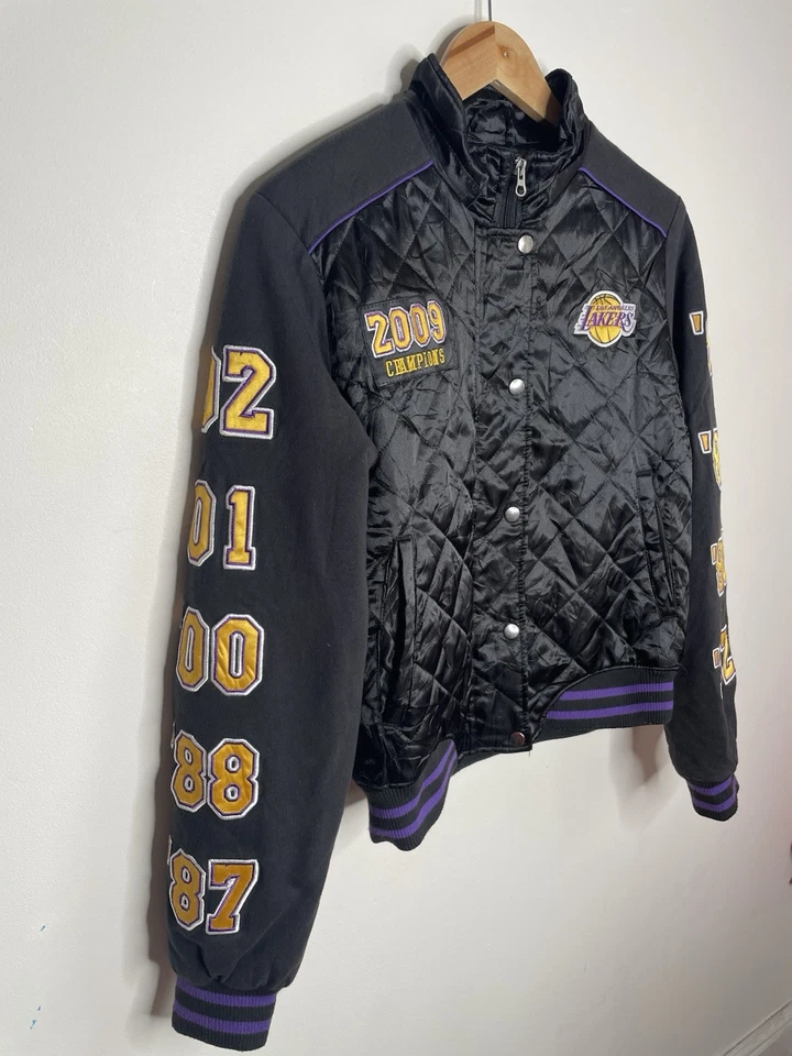 Women’s LA Lakers Jacket Black Quilted Medium | NBA Champions 2009 | Black - Image 3 of 4