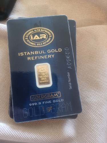 1-IGR Istanbul Gold Refinery 1 Gram 999.9 Fine Gold Bar In Assay Card