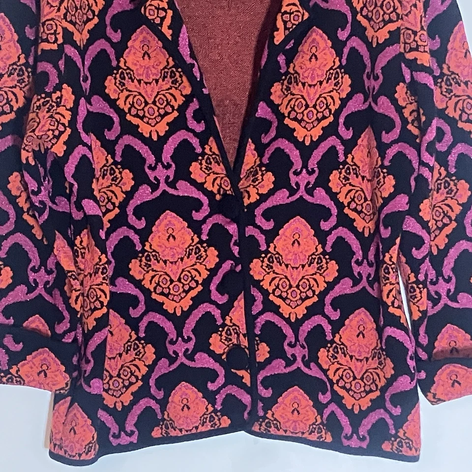 Suéter Michael Simon Mujer Grande Multicolor Damasco Naranja Chaqueta Artística Brillo Foto 3 de 4
