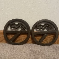 Cast Iron "No Smoking" Logo Wall Hanger Loop Paintable 