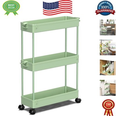 Green Slim Rolling Organizer with Lockable Casters - Quick Assembly, Easy Clean