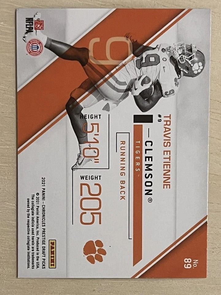 Travis Etienne - 2021 Panini Prestige Chronicles Draft Picks - Clemson - Bronze - Image 2 of 2