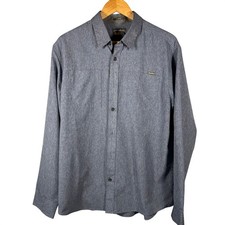 Eddie Bauer Mens Classic Fit Blue Heather Long Sleeve Button Down Shirt Large