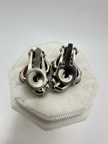 VTG Silver Tone Unsigned Purple Glass Clip On Earrings AB Rhinestone Read - Picture 7 of 11