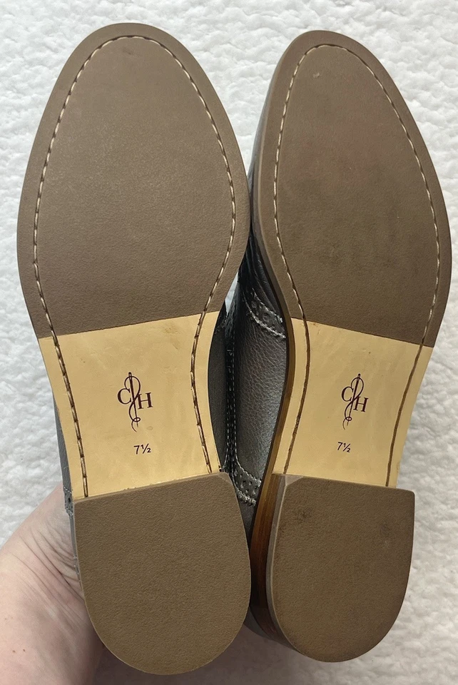 Zapatos Cole Haan para mujer 7,5 plateados Skylar Oxford punta de ala cuero metálico preppy Foto 3 de 4
